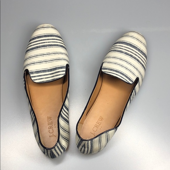 J. Crew Navy & White Striped Smoking Loafers - Picture 3 of 4